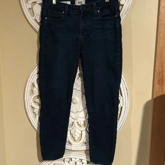 Paige Verdugo Crop Denim Jeans Size 30 Dark Wash - Picture 2 of 10